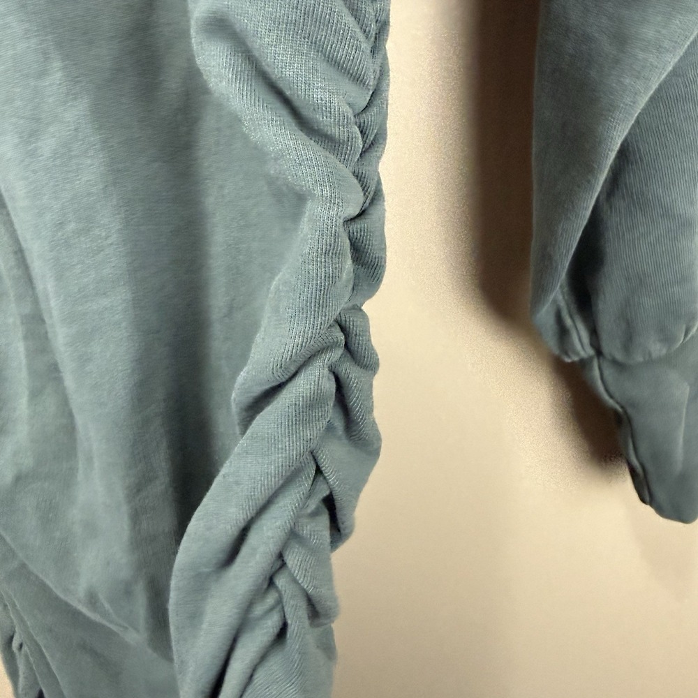 Something Navy Ruched Sweatshirt Dress Mini Bubble Hem Green Size S - Picture 4 of 6